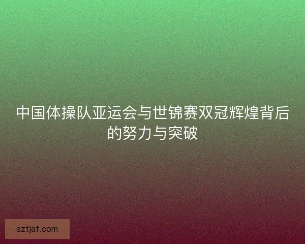 中国体操队亚运会与世锦赛双冠辉煌背后的努力与突破