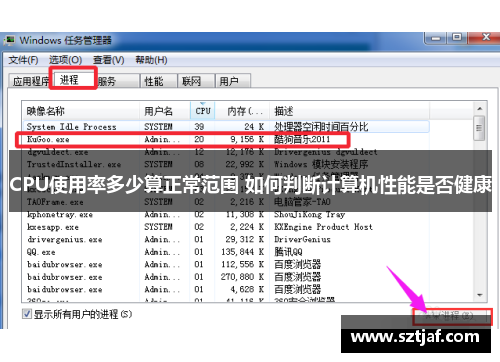 CPU使用率多少算正常范围 如何判断计算机性能是否健康